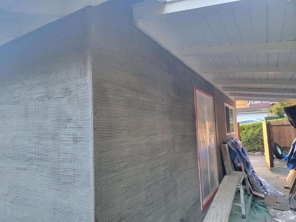 Textured exterior plaster finish on a Bay Area home